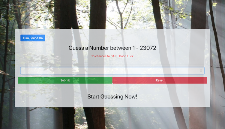 Guess Game Home Page